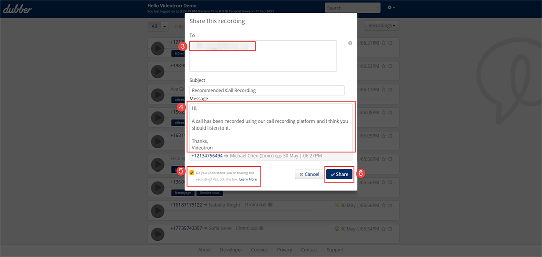 Dubber Sharing recorder