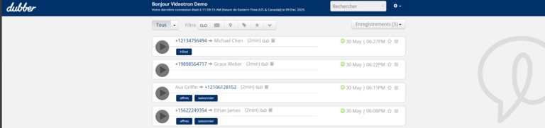 Dubber Bonjour Videotron Accès Portail sans IA