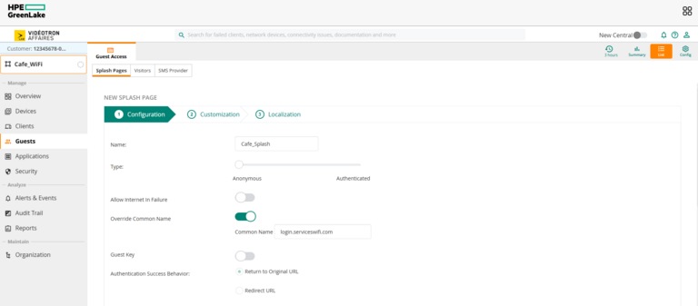 Aruba HPE - Guests Guest Access Splash Pages Configuration