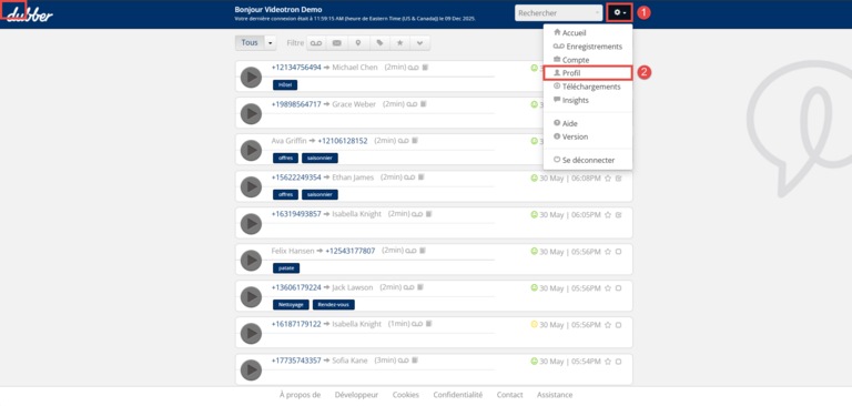Dubber Bonjour Videotron Gérer son profil sans IA