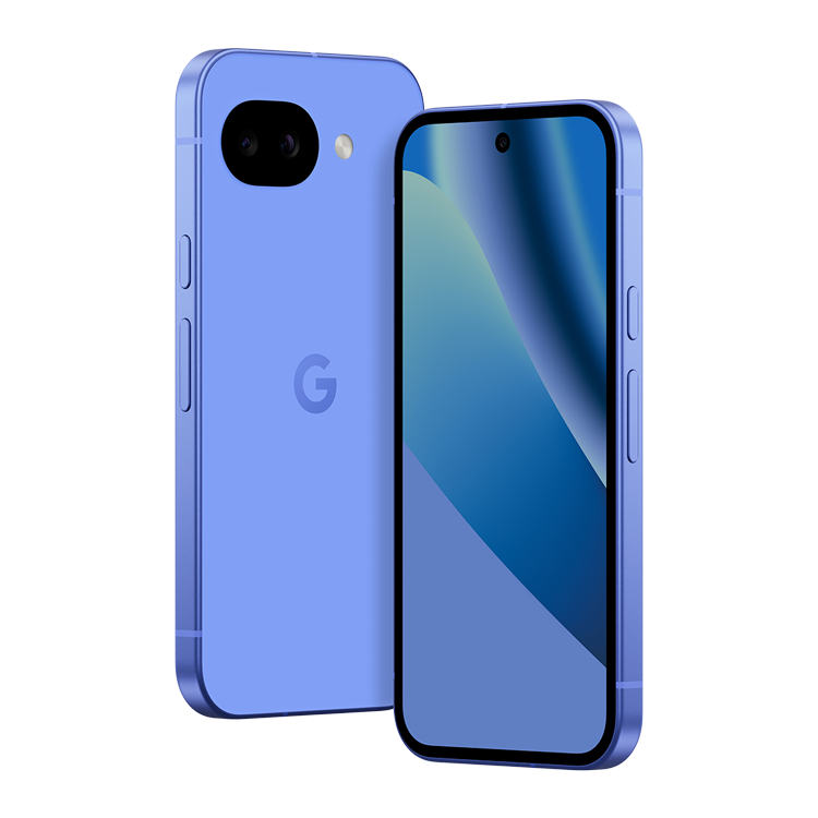 Google Pixel 10a Lavande Vue avant et arrière avec appareil photo et logo Google
