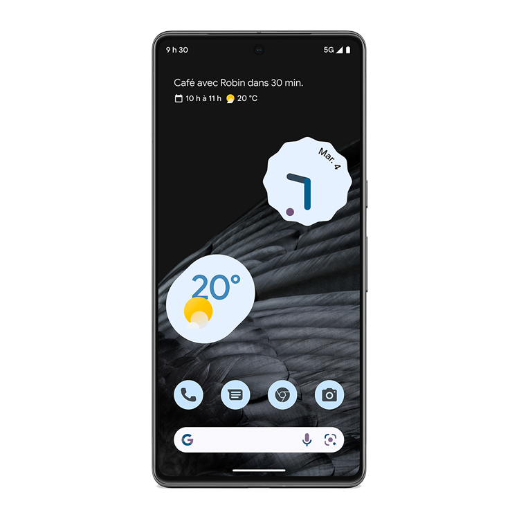 Google Pixel 7 Pro couleur noir volcanique vu de face.
