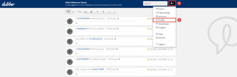 Dubber Hello Videotron Managing profile portal without AI