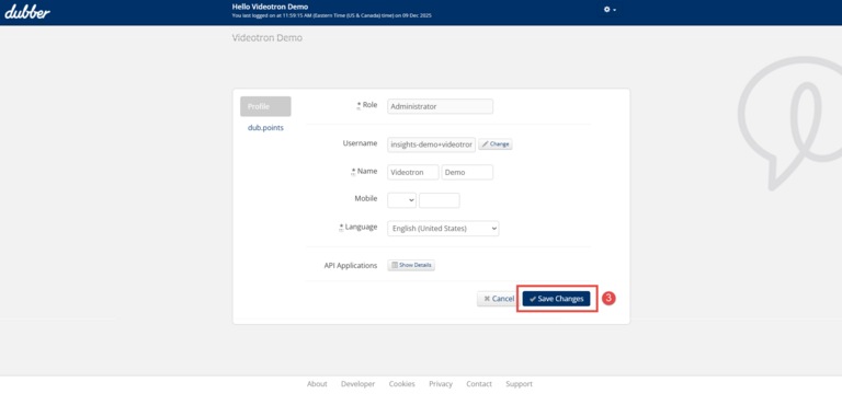 Dubber Hello Videotron Managing profile portal without AI
