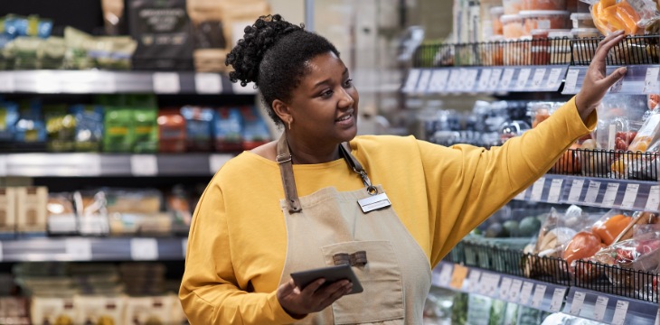grocery store clerk woman apron
