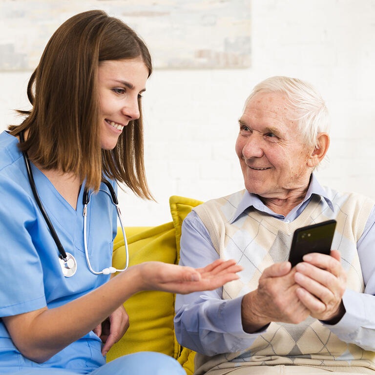 nurse doctor elderly man stethoscope