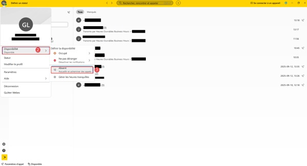 Webex Renvoi Appel Disponibilité Absence 2 3
