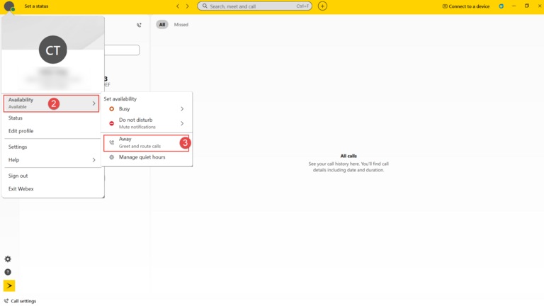 Webex Renvoi Appel Disponibilité Absence 2 3