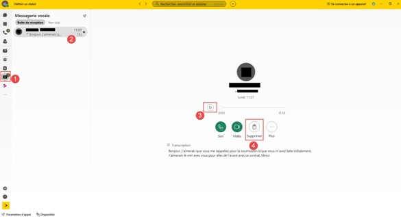 Webex Messagerie vocale 1 2 3 4