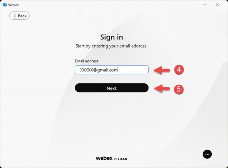 Webex Sign in 4 5