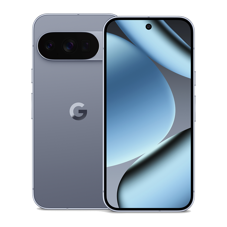 Google Pixel 10 Moonstone Pro vue de face et de dos avec appareil photo et logo Google