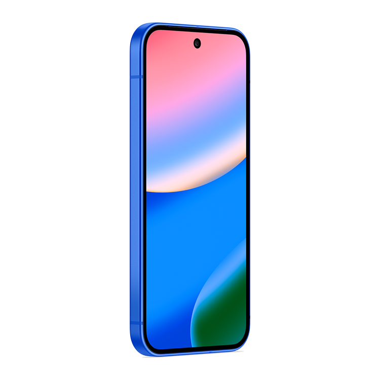 Google Pixel 10 Indigo vue de côté sans bouton volume