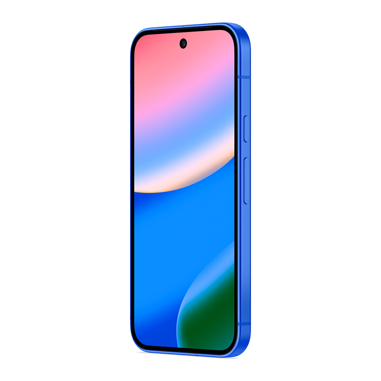 Google Pixel 10 Indigo vue de côté avec bouton volume