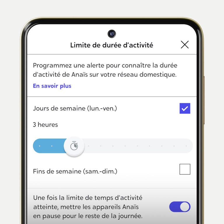 Appli Helix Limite de durée activité