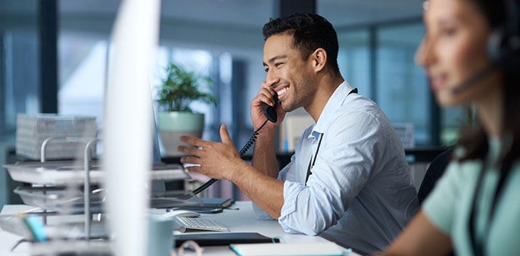 Man Smiling Phone Business
