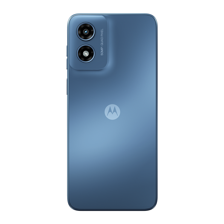 Moto G play 2024 vue arrière avec appareil photo et logo Motorola