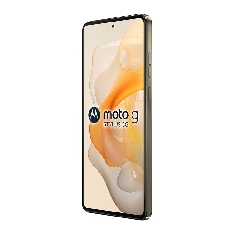  moto g stylus 5G - 2024 Caramel latte color  side view with volume button