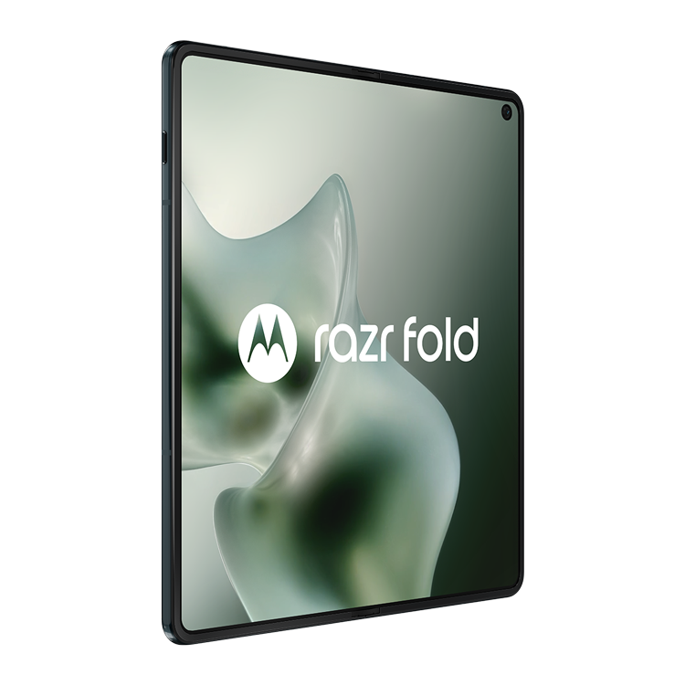 Motorola Razr Fold 2026 Pantone blackened blue front view and back view open