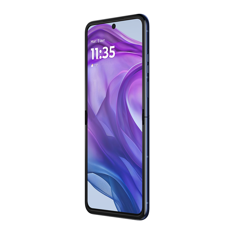 Motrola Razr+ 2024 vue de côté avec bouton volume