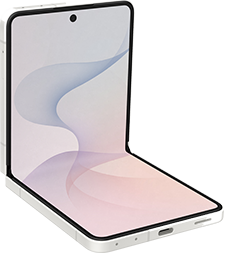 Samsung Galaxy Z Flip8 - Couleur Creme - vue de face et vue plié