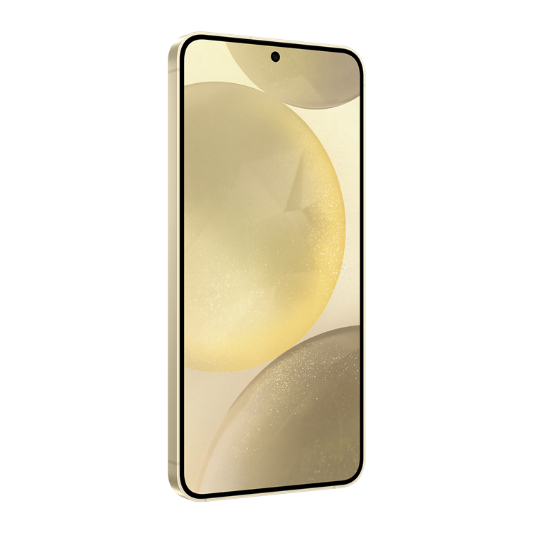 Samsung Galaxy s24 jaune vue de côté sans bouton volume