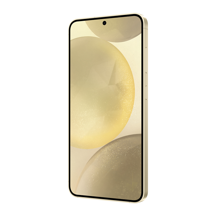 Samsung Galaxy s24 jaune vue de côté avec bouton volume