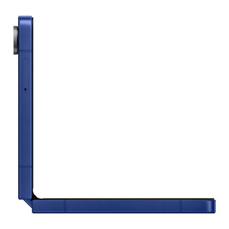Samsung Galaxy Z Flip7 - Couleur Ombre bleu - vue de coté plié