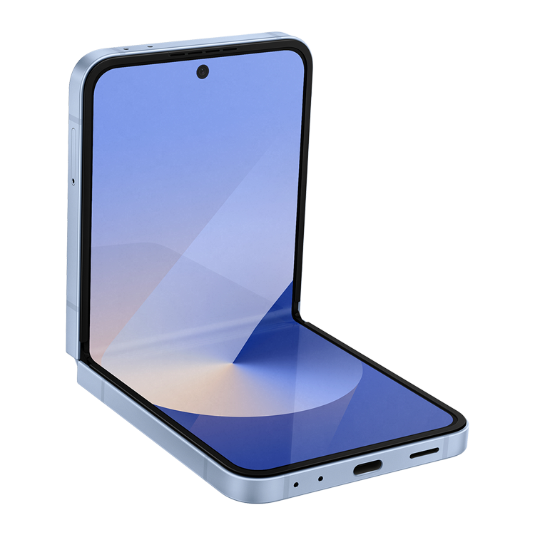 Samsung Galaxy Z Flip6 - Blue Color - folded front view