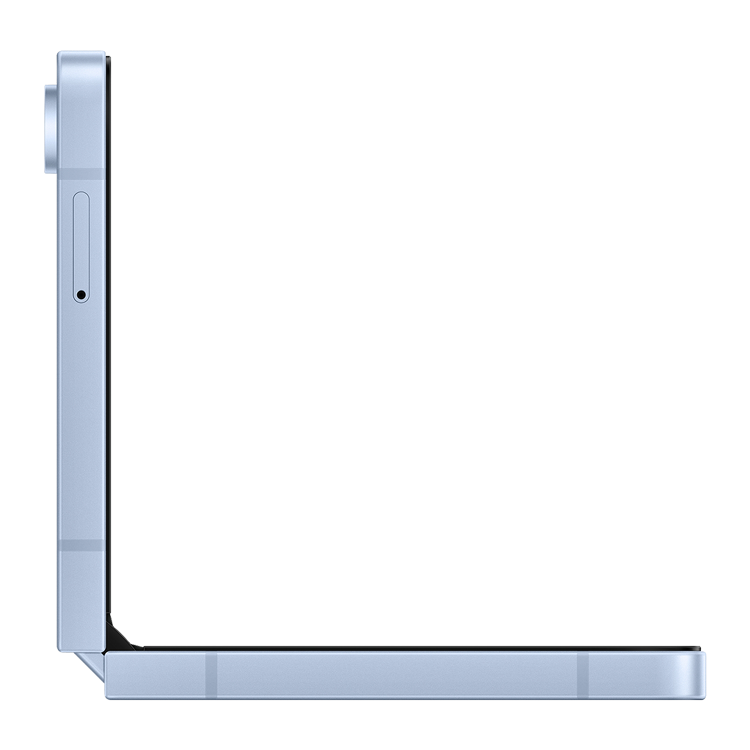 Samsung Galaxy Z Flip6 - Blue Color - folded side view