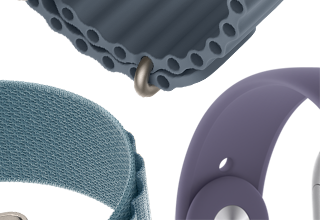 Apple Watch Series 11 bands: purple fog Sport Band, anchor blue Ocean band, light blue Alpine Loop
