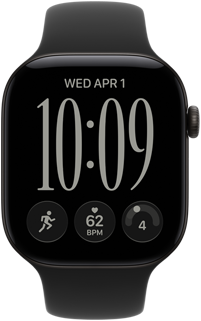 Apple Watch Series 12, aluminum case, black colour, Responsive Art watch face, Sport Band, black color