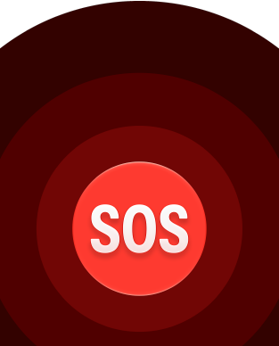 Icône Urgence SOS, cercles rouges avec les lettres SOS blanc au centre
