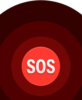 Icône Urgence SOS, cercles rouges avec les lettres SOS blanc au centre
