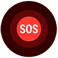 Icône Urgence SOS, cercles rouges avec les lettres SOS blanc au centre