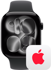 Apple Watch next to AppleCare+ logo