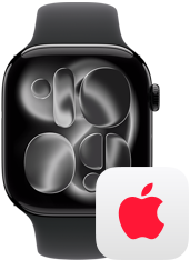 Apple Watch next to AppleCare+ logo