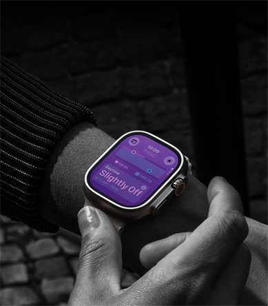 Person wearing Apple Watch Ultra 4 on wrist, Daytime Vitals slightly off