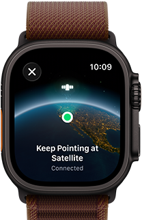 Apple Watch Ultra 4, titanium case, black colour, satellite connection, right side exterior, Digital Crown, raised side button, Alpine Loop band, burgundy colour