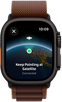 Apple Watch Ultra 4, titanium case, black colour, satellite connection, right side exterior, Digital Crown, raised side button, Alpine Loop band, burgundy colour