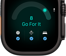 Apple Watch Ultra 4, titanium case, black colour, readiness score of 8, right side exterior, Digital Crown, raised side button