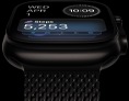 Apple Watch Ultra 4, titanium case, black colour, black and grey Activity analog watch face, titanium Milanese Loop band, black colour