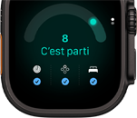 Apple Watch Ultra 4, boîtier en titane, couleur noir, score de préparation de 8, côté droit, couronne Digital Crown, bouton latéral surélevé