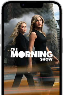 iPhone 17e front screen showing the Apple TV series The Morning Show
