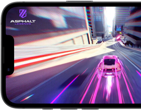 iPhone dix-sept-e montrant un jeu de course en action