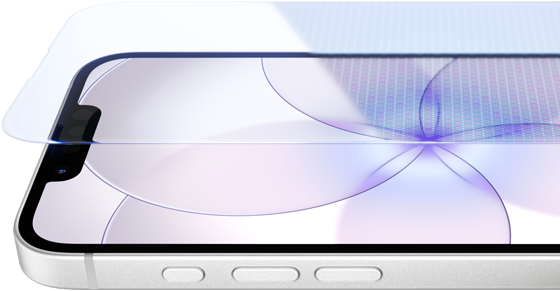 iPhone dix-sept-e, face avant avec Ceramic Shield 2, côté, blanc, boutons : Action, volume