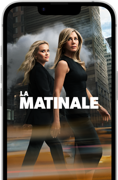 Écran d’iPhone dix-sept-e affichant la série La matinale d’Apple TV