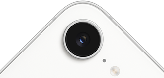 iPhone dix-sept-e, vue partielle de l’arrière, blanc, caméra Fusion dans la partie supérieure