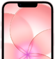 iPhone dix-sept-e, vue partielle de l’avant avec Ceramic Shield 2, rose pâle, affichant une image de fleur rose en fond d’écran