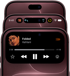 3 iPhone 18 Pros in Burgundy fanned out to show Dynamic Island in different modes: off, minimized, maximized