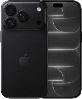 iPhone 18 Pro, back exterior, black colour, Pro Fusion camera system at top, Apple logo in centre, front exterior, all-screen design